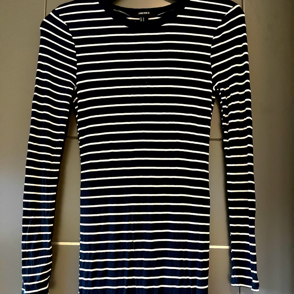 Blue and white long sleeve dress